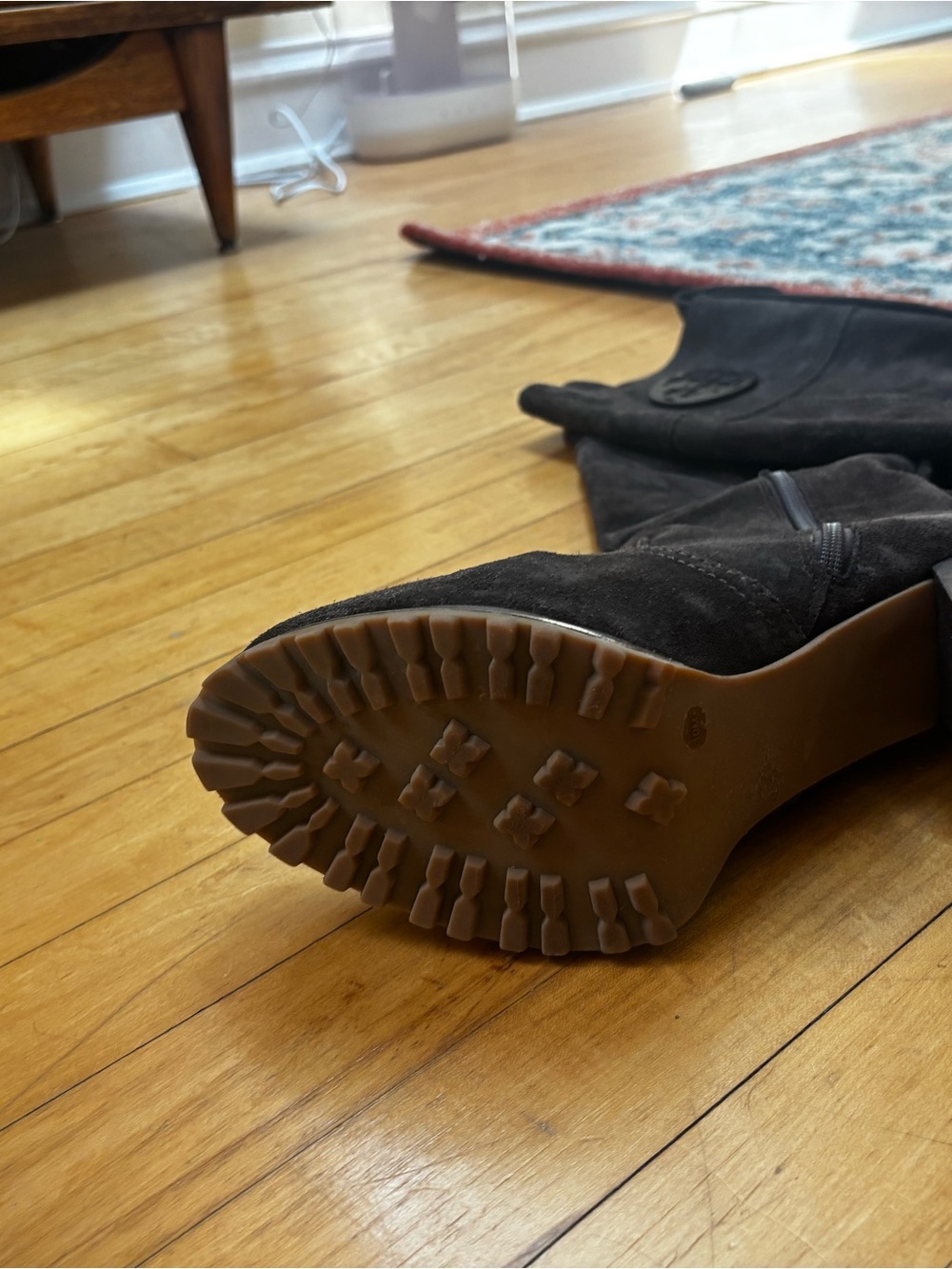 Tory Burch Brown Suede Knee-High Block Heel Boots - Picture 3 of 4